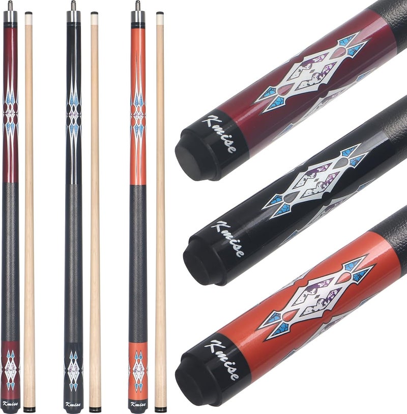 Kmise Pool Cue Stick Set - 58 Inch Pool Cues, 18~21Oz Canadian Maple Professional Billiard Cues Sticks, Pool Sticks for Adults, Multiple Colors, Pool Stick for Bar House Pool Tables Sports - Image 1